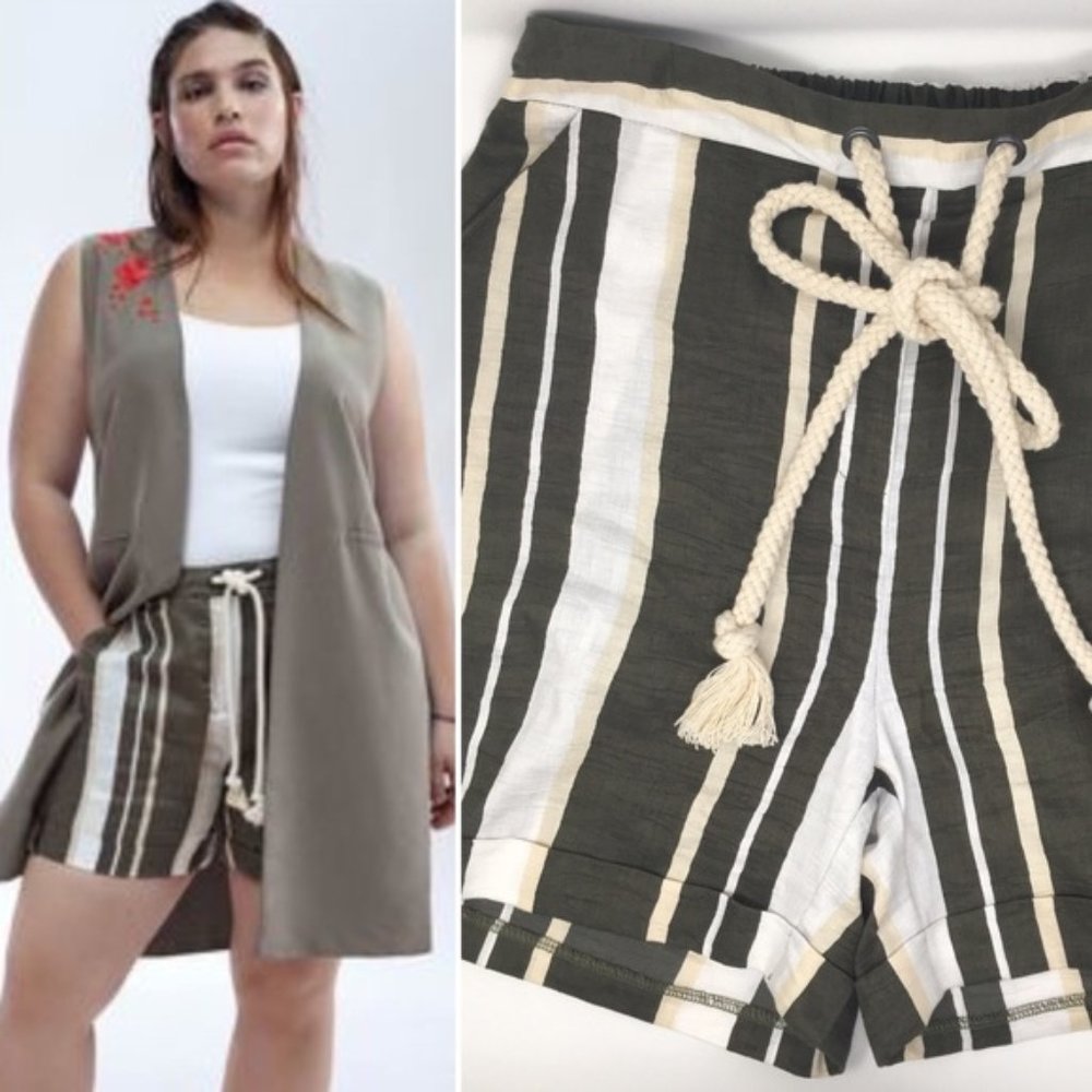 ELVI Rope Stripe Linen Cotton Shorts NEW Womens 12 - Picture 3 of 5